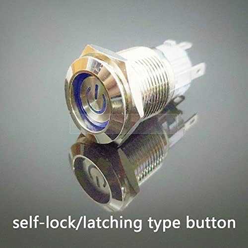 Botão de push de metal de 19 mm travando o símbolo de luz de luz de luz impermeável momentânea de cabeça