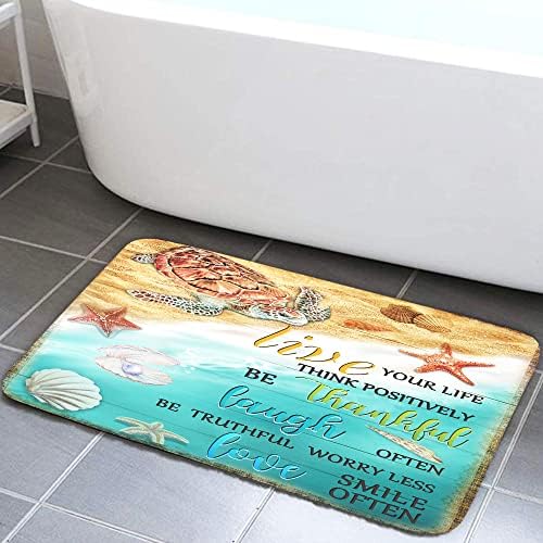 Tapete de banheiro de praia, tartaruga marinha náutica tapete de banho não deslizante com acessórios de banheiro