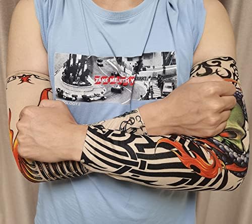 Bulefsea 10 PCs Mangas de tatuagem de artes temporárias para homens e mulheres elasticidade macia