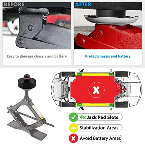 Jymy 4 Packs Jack Pad para Tesla Modelo 3/S/X/Y, Tesla Pucks Rubber Lifting Jack Pad com acessórios de caixa