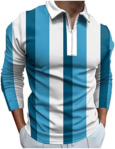 Xxbr 2022 Novas camisas de pólo masculas, manga comprida 1/4 zíper para o pescoço Tops colorido colorblock