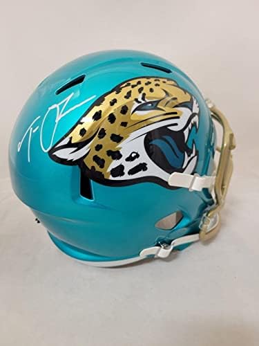 Trevor Lawrence assinou Jacksonville Jaguars Flash Speed ​​Speed ​​Fanatics Capacete - Capacetes Autografados