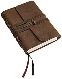 HLC Leather Journal Páginas em papel não forçadas- Caderno de escrita à mão de couro, diário de couro para