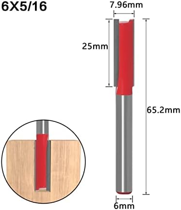 Cortador de moagem de superfície de 6 mm de haste reta de bits de aparas de carpintaria para o roteador de madeira