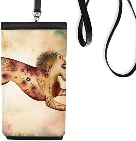 Julho de agosto Leo Constellation Zodiac Phone Wallet bolsa pendurada bolsa móvel bolso preto