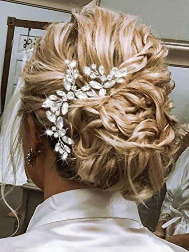 Easedaily Crystal Bride Wedding Hair Pins Silevr Rhinestone Hair Pedaços Acessórios para mulheres e meninas