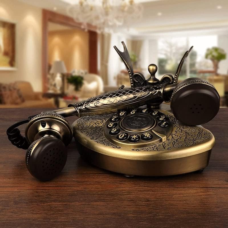 Lukeo Desk -Desk Vintage Telefone Antigo Botão Dial Telefone de metal, toques eletrônicos, decoração