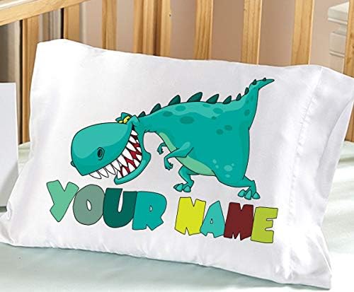 Caixa de travesseiro de garotos de dinossauros bonitos personalizados - (criança - Tamanho da viagem 13 x