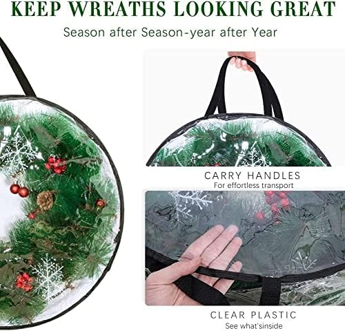 Plgebr Christmas Wreath Storage Bag de Natal Rodada PVC Transparente Bolsa Bolsa Armazenamento Presente