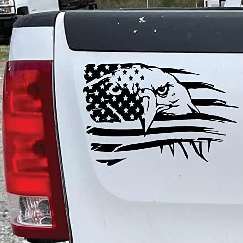 Bandeira americana com decalque de águia - Decalques de veículos premium de raiva da estrada - carro, caminhão,