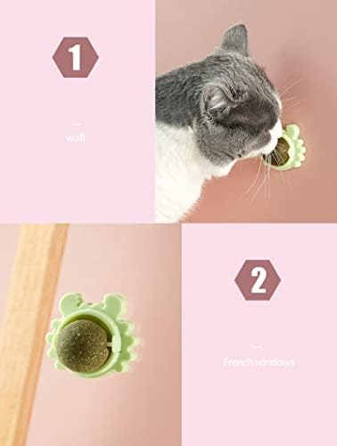 Catnip rotativo de apbeam, brinquedos de catnip, spin bola de gato, brinquedos de limpeza de dentes
