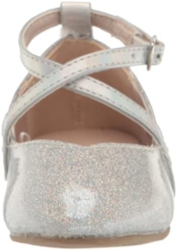 A Criança infantil Girls Strap Ballet Flats, Silver Sparkle, 9