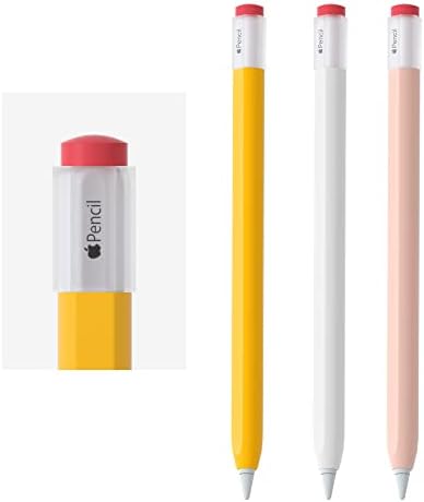 Caixa de silicone ergonômica de 3 pacote para Apple Pencil 2ª geração, manga do porta -lápis vintage com acessórios