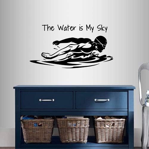 Wall Vinyl Decal Home Decor Art Start The Water Is My Sky Quote Phrase Swimming Man Man nadador Butterfly Water