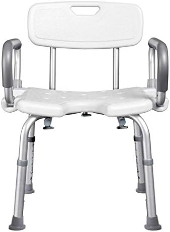 Fxlymr chuveiro Cadeira de chuveiro com braços e traseiro de altura ajustável assento portátil de banheiro anti