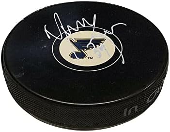Manny Legace assinou o St Louis Blues Puck - Pucks autografados da NHL