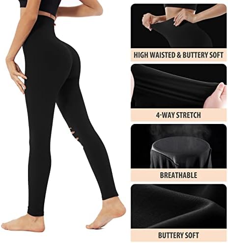Groteen rasgou leggings para mulheres recortes de ioga com cintura de altura Treino de controle de barriga, executando