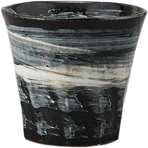 Conjunto de 10 xícaras de rocha, copo de shochu de grãos de esmalte preto, 3,5 x 3,2 polegadas, solo,