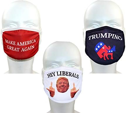 Bobblefingers Trump Face Mask Multi-Pack, lavável, respirável com caça-níqueis de filtro de carbono | MAGA 2020