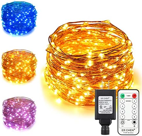 Luzes de cordas LED de cor dupla Erchen, 66 pés 200 LEDs plugue na cor do fio de cobre Alteração 8