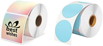 Munbyn 2 polegadas Blue Circle Térmico Rótulos de adesivos, rótulos térmicos diretos redondos autoadesivos, etiquetas