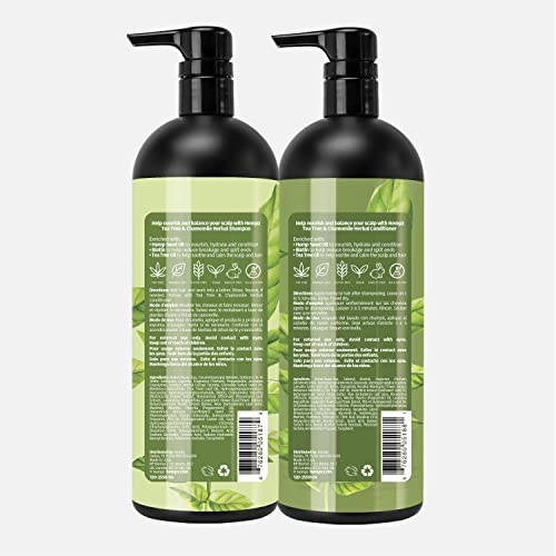 Hempz Hair Shampoo & Condicionador Conjunto - Tree e camomila para cabelos secos, danificados e tratados a cores,