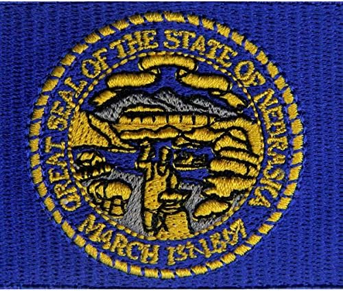 Bandeira do estado de Nebraska bordou emblema de ferro em costura em negra
