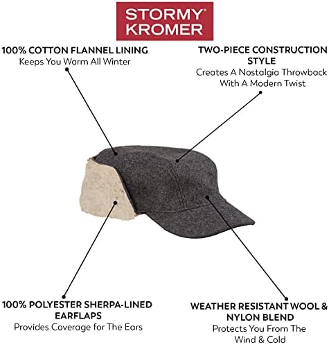 Stormy Kromer Bergland Cap - Chapéu de guia de inverno masculino com abas de orelha