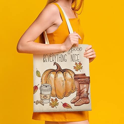 Wengbeauty Canvas Bag Bag Harvest Autumn colheita de abóbora tudo