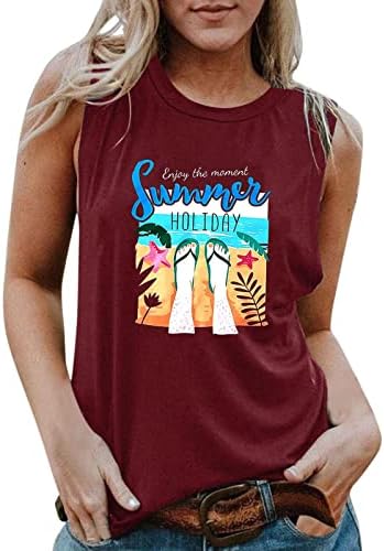 MASHUI TOP TANDE DE Holida de verão Mulheres engraçadas de férias de férias de praia Tampa gráfica 2x