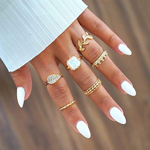 MissGrace Gold Leaf Knuckle Stacking Rings para mulheres adolescentes meninas boho anéis de dedos