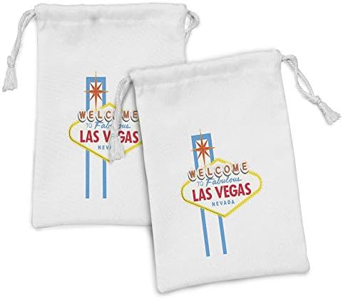 Ambesonne Las Vegas Fabric bolsa Conjunto de 2, Vida noturna para apostas Luck Luck Related Welcome Billboard