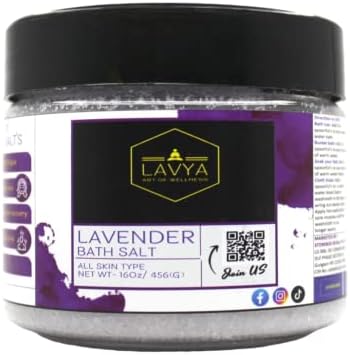 Lavya Luary Lavanda Fórmula de sal natural de banho pura para o corpo e o pé relaxante, recuperação de