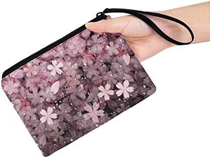 Jeiento flanela macia maquiagem saco cosmético Blossoms de cerejeira de pequenas caixas de viagem