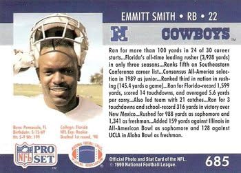 Emmitt Smith 1990 Cartão de futebol estreante pró-set 685