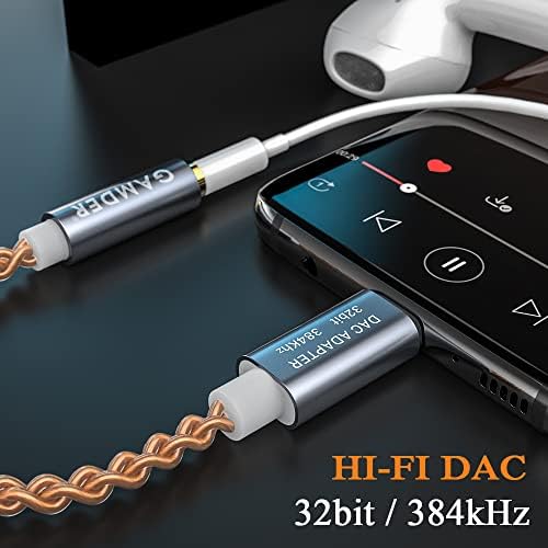 Amplificador de fone de ouvido hifi dac hifi tipo C Tipo C a 3,5 mm Adaptador de áudio de fone