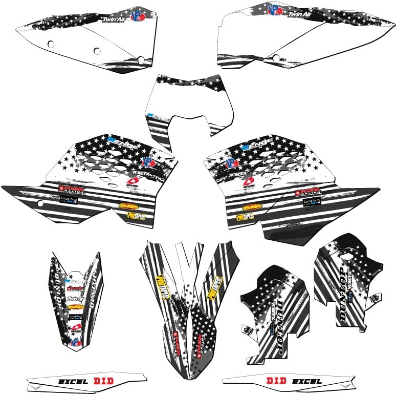 2008-2011 Exc-f Merica USA Senge Graphics Complete Kit com Rider I.D. Compatível com KTM