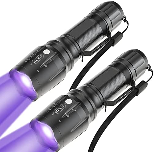 Lanterna UV Cosoos, lanterna LED de 2 em 1 395 nm com luz preta UV e luz branca, 4 modos de luz e detector