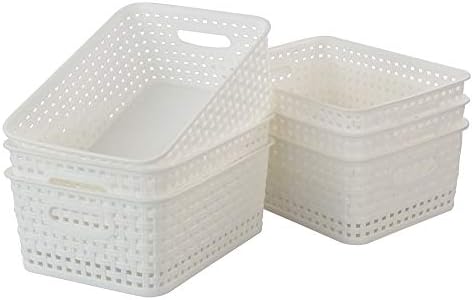 Callyne 6-pacote cestas de armazenamento de plástico, branco