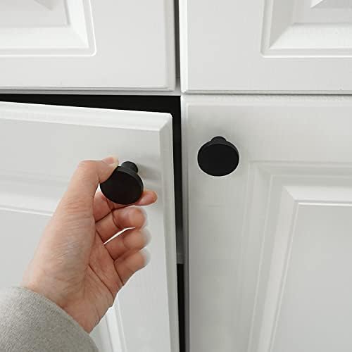 Furfitt 10 pacote botões de armário preto fosco de 1-1/4 polegadas de liga de zinco sólido