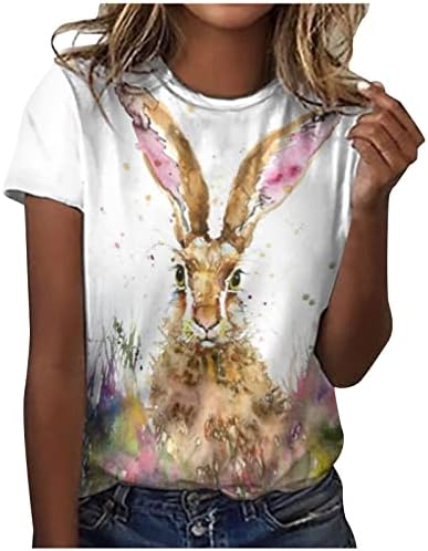 Camisas do dia da Páscoa para mulheres engraçadas Tops impressos de coelho
