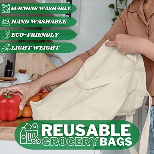 Saan Club Bulk Canvas Bags | Sacos de supermercado reutilizáveis ​​com alças | Sacos de algodão