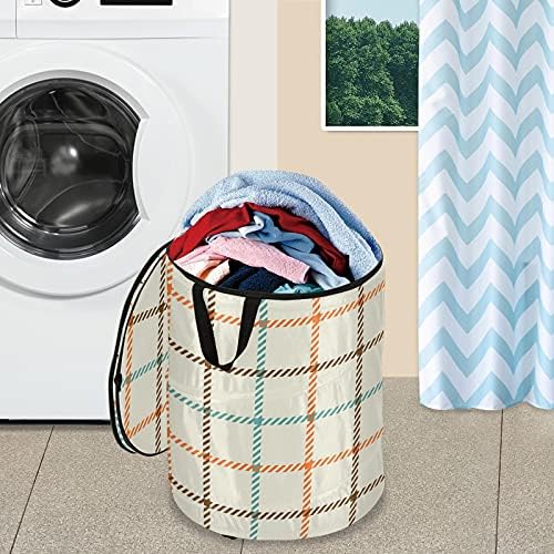 Moda xadrez colorida cesto de lavanderia com tampa de cesta de armazenamento dobrável Bolsa