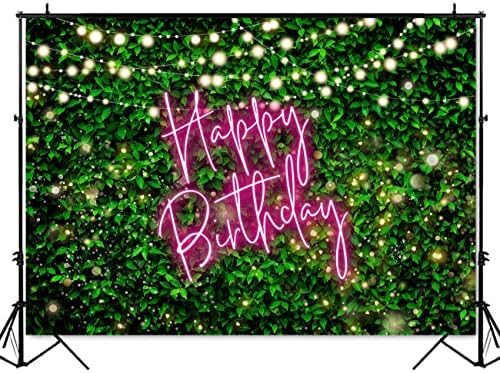 Mocsicka Green Leaves Feliz Aniversário Caso Cenário de Greante Rosa Casais de Aniversário de Neon 30º 40º 50º