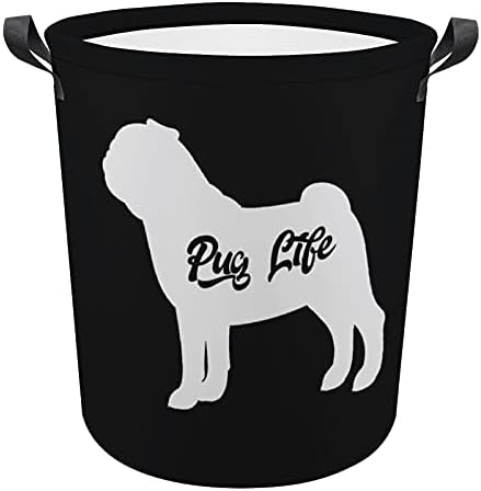 Pug Life Dog Leundry cestas de armazenamento Binkets com alças de transporte fáceis para brinquedos Organizador