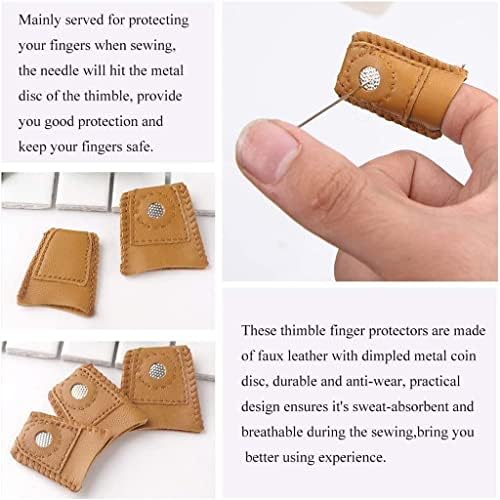 Ygqzm 38pcs costurando thimble + agulhas, protetor de dedos de metal ajustável costura de thimble anéis