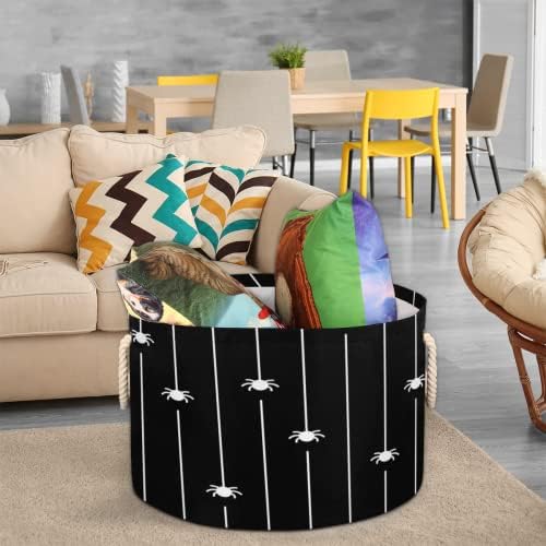 Halloween aranha preta 01 grandes cestas redondas para cestas de lavanderia de armazenamento com