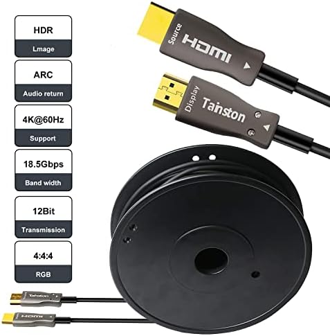Cabo HDMI de fibra de Tainston 4k 200 pés a 60Hz, o cabo HDMI de fibra óptica 2.0b suporta alta velocidade