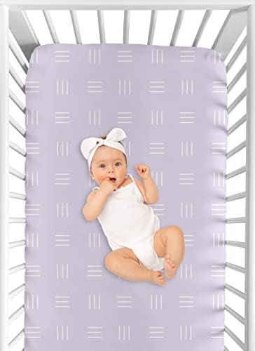 Doce JoJo Designs lavanda roxa boho mudcalth menina equipada lenço de berço bebê ou criança berçário - lilás