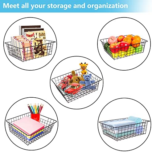 Organização da despensa e cestas de arame de armazenamento para organizar cestas de despensa
